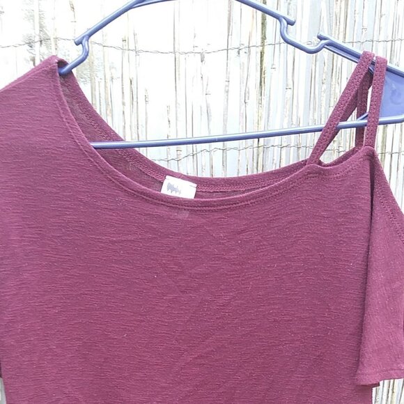 Kayleigh Maroon Off The Shoulder Straps Top - No Size Tag - See Measurements - Picture 3 of 12